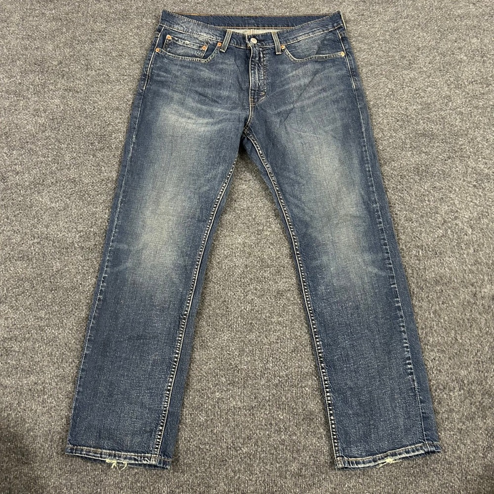 Levis Jeans Mens Size 34x30 Blue 559 Relaxed Straight Denim Faded Distressed Hem